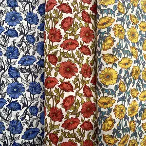 100 Cotton Print Fabric Textile Liberty London Customized Printed Tana Lawn 100% Cotton Fabric For Garments