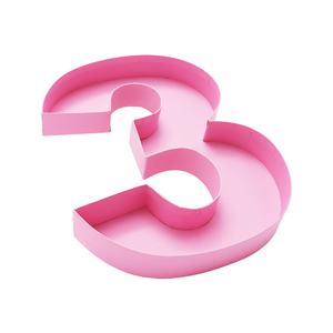 Caja con Forma de Número Rellenable para Cumpleaños de Niña, Color Rosa, para Rellenar con Frutas Dulces, Chocolate y Charcutería - Product Image 2