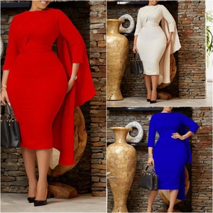 Abiti Africani Monocolore Avvolgenti per Donna, Abbigliamento da Ufficio, Abiti Formali da <span class=keywords><strong>Lavoro</strong></span> e Carriera - Product Image 2