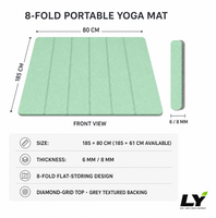 Tapis de yoga pliable en TPE 185x80cm, conception à 8 plis, tapis d'exercice épais antidérapant insonorisant grande taille pour yoga, fitness, saut à la corde