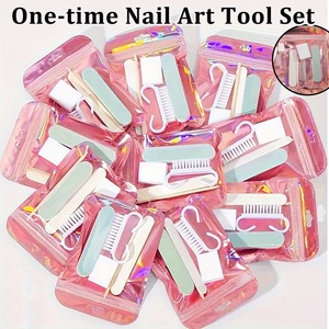 Disposable Durable <strong>Manicure</strong> <strong>Kit</strong> Individually Package Mini Nail Buffer Nail File Plastic Stick Press Nail Tool Box Salon - Product Image 1