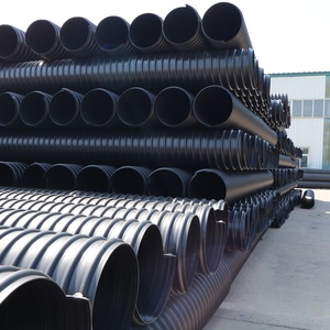 ท่อระบายน้ำใต้ดินแบบลูกฟูกเสริมเหล็ก HDPE SN8 SN12.5 ขนาด DN200-DN3000 สำหรับระบายน้ำเสีย ได้รับการรับรองมาตรฐาน ISO CE SASO - Product Image 1