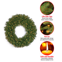 Vente en gros Couronne de Noël de luxe pré-éclairée – Couronne de pin réaliste haute densité avec lumières LED pré-attachées, écologique et saisonnière