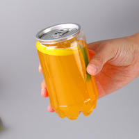 Gobelets en plastique transparent en forme de canette avec couvercle en aluminium, contenants à boisson réutilisables en PET pour jus, thé au lait et boissons froides