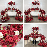 Fournitures de décoration de mariage haut de gamme personnalisées, ensemble de fleurs artificielles rouges de haute qualité pour la décoration de mariage