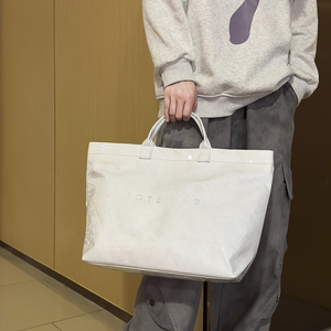 Kapazität Recycelte wieder verwendbare Handtasche Werbe-klare Strand tasche Kraft papier Transparente wasserdichte PVC-Einkaufstasche - Product Image 5