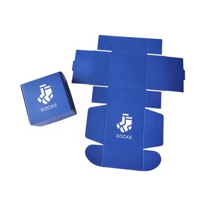 Boîte d'expédition légère bleue en carton ondulé, personnalisable avec votre marque, pour chaussettes, gants, bagues, boucles d'oreilles, colliers, et autres cadeaux. - Product Image 6