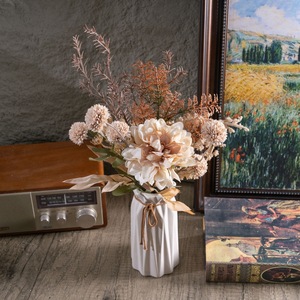 CallaFloral <b>Artificial</b> <b>Peony</b> Flower Arrangement With Bamboo Leaves For Wedding Home Decor CF01273 - Product Image 1