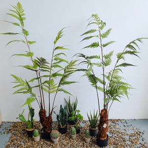 Plante artificielle en forme de fougère, simulation de bonsaï, décoration de pièce, arbustes, fougère en plastique à tête de singe dorée - Product Image 1