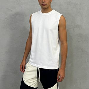 Débardeur musculaire sans manches en coton pur tricoté 220 GSM, coupe ample décontractée, respirant, séchage rapide, logo personnalisé, streetwear - Product Image 1