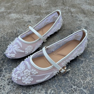 Ballerines Mary Jane brodées de perles pour femme, nouveau modèle 2026, avec bride à boucle, maille ajourée respirante et semelle extérieure en caoutchouc - Product Image 4