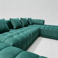 Canapé d'angle pour salon, canapé double avec chaise longue, canapé en velours vert, canapé modulaire en forme de U, canapé moderne de luxe, grand canapé