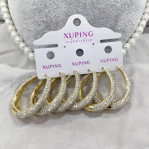 XP1113 เครื่องประดับซูปิง แฟชั่นหรูหรา เรียบง่าย ต่างหูทอง 14k ต่างหูคริสตัล CZ ทรงห่วงสำหรับผู้หญิง ขายส่งจำนวนมาก ปี 2023 - Product Image 1