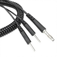 Câble d'électrode de physiothérapie à tête banane 4.0, connecteur à aiguille 2.0, cordon d'alimentation à ressort en PU ignifuge pour courant continu basse puissance