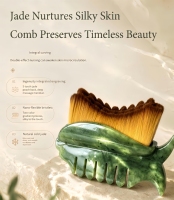 Peigne de massage 4-en-1 en jade, brosse sèche, drainage lymphatique facial, acupression des méridiens du cuir chevelu, lifting de la mâchoire, outil de beauté Gua Sha pour spa