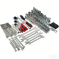 Juego de 216 piezas de herramientas automotrices con vasos de 1/2", 1/4", 3/8" de accionamiento SAE y métrico, de acero al carbono, con trinquete, en estuche rígido OEM
