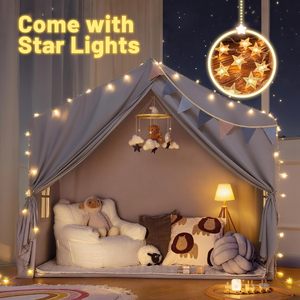 Tente de jeu portable en forme de château de princesse, petite tente d'été carrée en coton pour enfants, maison de jeu pour enfants - Product Image 3