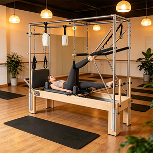 Reformer Pilates en bois d'érable écologique réglable avec tour, <span class=keywords><strong>machine</strong></span> d'entraînement Cadillac 3-en-1 professionnelle pour studio, robuste - Product Image 1