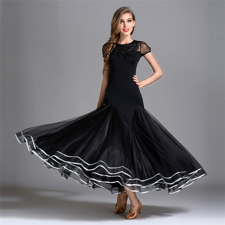 Adult Ballroom Dance Wear - Elegant Black Long Dresses