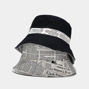 Nouveauté : Chapeau Bob Réversible Unisexe 2-<span class=keywords><strong>en</strong></span>-1 Noir et à Motif Journal, Style Vintage Décontracté, Protection Solaire - Product Image 1