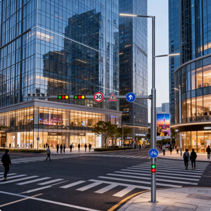 เสาไฟถนนอัจฉริยะแบบกำหนดเองสำหรับโครงการภาครัฐ พร้อมกล้อง<span class=keywords><strong>วงจรปิด</strong></span> <span class=keywords><strong>ป้าย</strong></span>จราจร และจอแสดงผล - Product Image 3