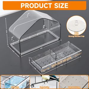 Mangeoire à oiseaux transparente à ventouses robustes pour extérieur, en acrylique transparent, suspendue, attrape-graines pour oiseaux sauvages - Product Image 2