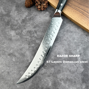 Couteau à découper professionnel en acier Damas VG10 de 9,5 pouces pour la viande, le <span class=keywords><strong>jambon</strong></span>, la découpe, avec manche ergonomique en G10 - Product Image 2