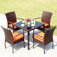 Offre Spéciale poly rotin chaise jardin salle à manger chaise ensembles Table ronde/moderne canne meubles salle à manger chaise ensemble meubles en osier extérieur