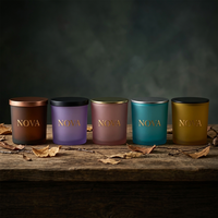 Pot à bougie en verre de luxe de haute qualité, multicolore, à fond épais, 8oz 10oz 14oz avec couvercle et boîte cadeau, logo personnalisé, vente en gros
