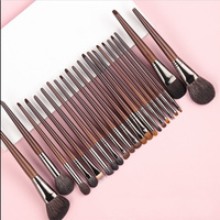 Ensemble de 24 pinceaux de maquillage professionnels en poils de chèvre naturels, pour le visage, anticernes, logo personnalisé, marque privée, manche en bois