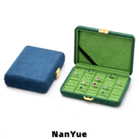 Boîte de rangement portable en suède pour bagues, avec plusieurs compartiments, boîte de rangement pour bijoux, étui de présentation de bagues de voyage, boîte d'emballage de bijoux avec logo personnalisé