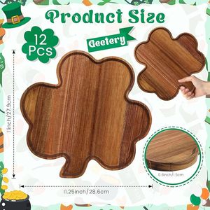 Plateau de service en bois assiettes en forme de trèfle en bois fruits Snack plateaux de service trèfle irlandais Acacia <span class=keywords><strong>planche</strong></span> à découper pour l'affichage des aliments - Product Image 2
