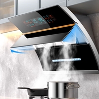Hotte murale intelligente à double moteur 90 cm, aspiration puissante, LED, en cuivre et verre, pour cuisine connectée