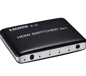 Sakelar HDMI V2.0 3X1 dengan Remote Control IR, Sakelar HDMI Plastik 4K X 2K @ 60Hz 3X1