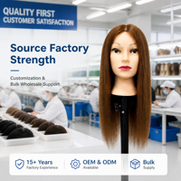 Tête de mannequin modèle corps humain pour salon de coiffure, cheveux humains Remy bruns lisses de 24 pouces pour la pratique de la coupe et du tressage