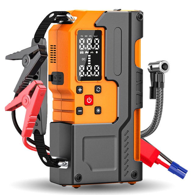 2-in-1 Car Jump Starter Portable Air Compressor Digital Tire Inflator 12V Auto Battery Booster for Emergency Start-Up