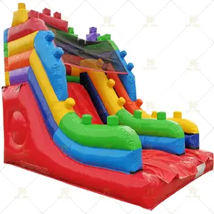 Inflatable Building Blocks Dry Slide Commercial Outdoor Playground Inflatable Slide 2 Lane For America