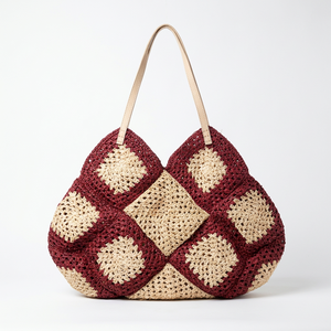 Bolso Tote de Rafia Estilo Bohemio, Color Sólido, para Todas las Temporadas, Duradero, Suave, con Logotipo Personalizado ANA Madagascar - Product Image 1