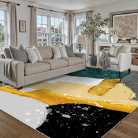 Modern Abstract Woven Cut Pile Polyester Pet Friendly Cushioned Rug Anti-Skid TPR Backing Low Pile Machine Washable Tufted
