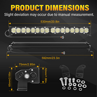Barre lumineuse LED 80W 22 pouces, faisceau combiné large et concentré, éclairage de travail pour Jeep 4x4, ATV, UTV, camion, remorque