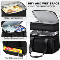 Boîte à lunch personnalisée Sac à lunch isotherme à double pont pour hommes et femmes Grand fourre-tout étanche et glacière Sacs à lunch larges ouverts avec bandoulière