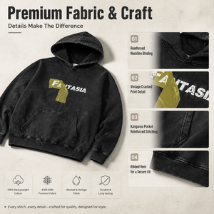 420G Heavyweight Cotton Hoodie <b>Men</b> Vintage Washed Oversized Streetwear <b>Pullover</b> Cracked Graphic Print Custom OEM Supplier - Product Image 6