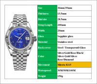 Montre pour homme de marque neuve, personnalisable avec logo, affichage du calendrier et bracelet en acier inoxydable, mouvement mécanique 8215