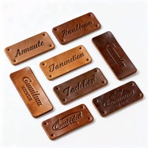 לתפור על עיצוב מותאם אישית debosed שם המותג לוגו אמיתי עור רול אמיתי בצורת ג 'ינס מדבקות לבגדים - Product Image 3