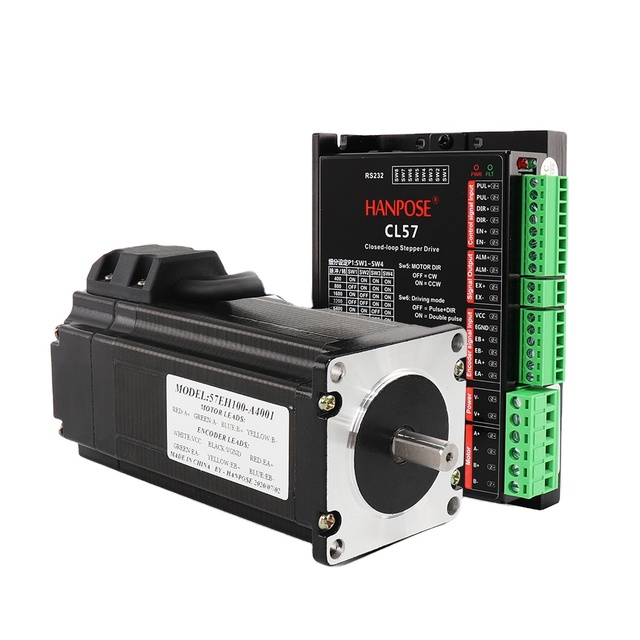 HANPSOE 57EH100A4001 + CL57 Drive Sets 4.0A 3.3N.m Stepper Motor 24V 57x100mm for 3D Printer Nema23 Closed Loop Motor Driver