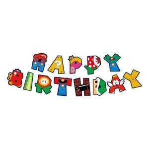 Wholesale <strong>Super</strong> <strong>Mario</strong> Themed Modern Paper Banner Flag Happy <strong>Birthday</strong> Back School Party Decoration <strong>Supplies</strong> Set New Year Inspired - Product Image 2