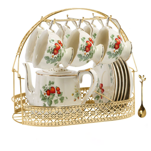 Customized Promotional European Retro 14 Piece Strawberry Pattern Coffee <b>Set</b> for <b>Gifts</b> - Product Image 1