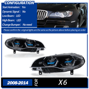 Adatto per gruppo fari <span class=keywords><strong>BMW</strong></span> <span class=keywords><strong>X6</strong></span> E71 dal 2008 al 2014, modificato con nuove lenti LED a doppio colore a forma di cucchiaio con effetto occhio dorato. - Product Image 6