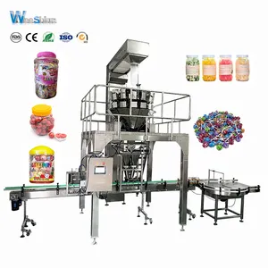 PLC Control Gummy Candy Cup Candy 5kg Weighing Filling Can/Jar Sealing Packaging Machine