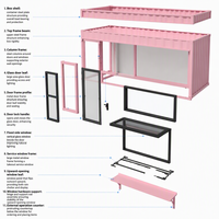 Kiosque préfabriqué rose en acier pour la vente de nourriture, stand de vente rapide, boutique de centre commercial